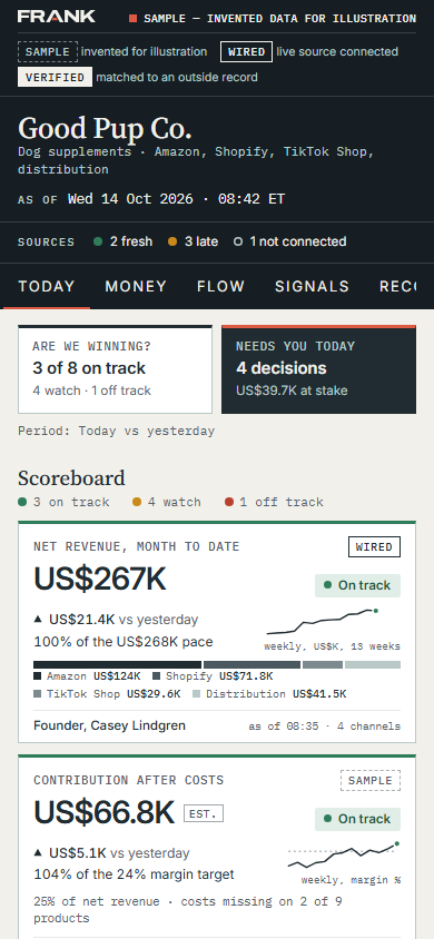 Phone view of the sample Command for a consumer brand